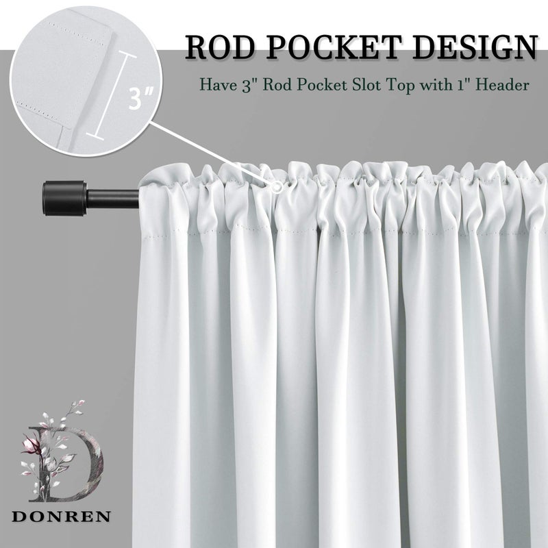 DONREN Greyish White Rod Pocket Curtain Panels Thermal Insulated Room Darkening Curtains for Bedroom (42 Width x 54 Length,2 Panels) - Image 3
